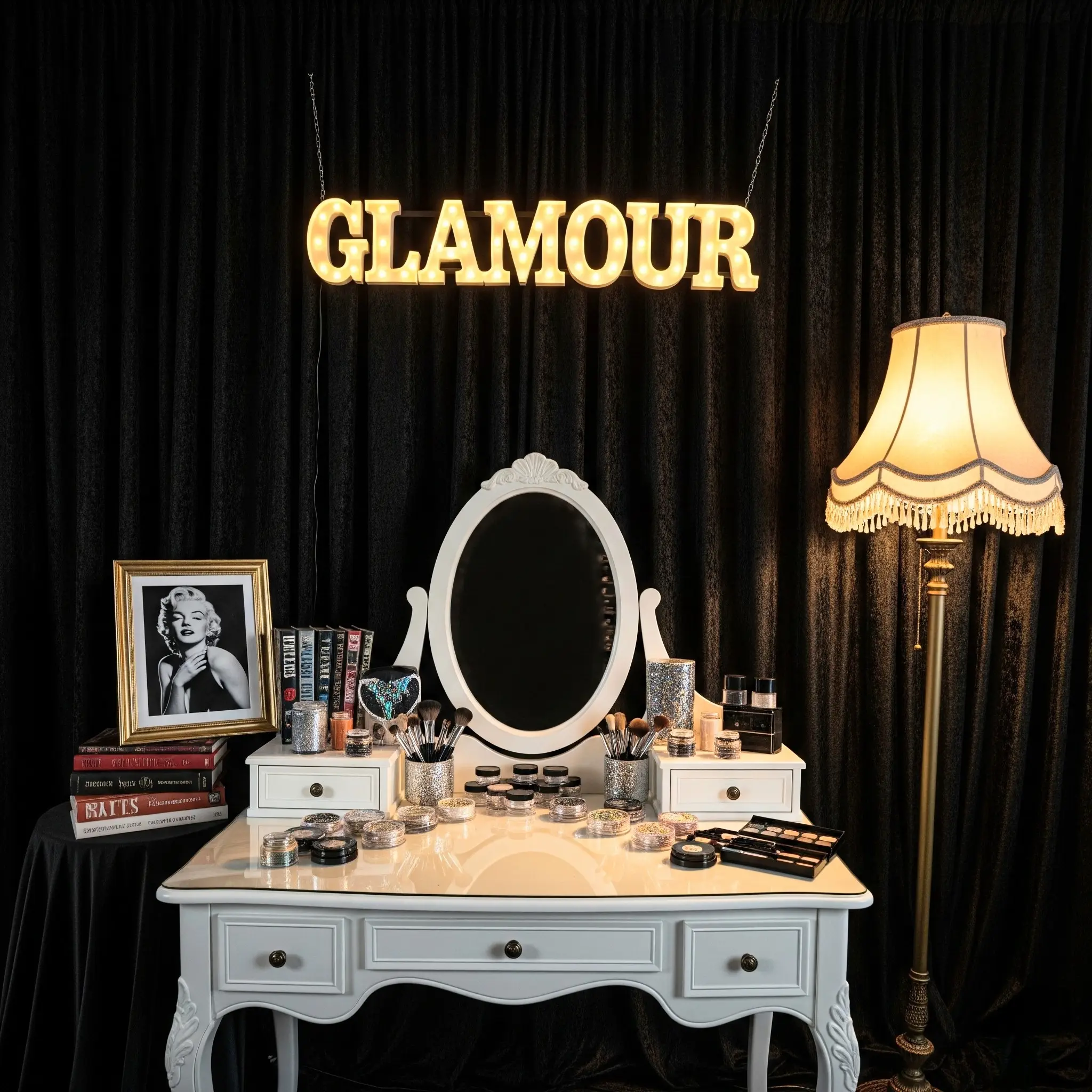 Glitter Bar con letras "Glamour"